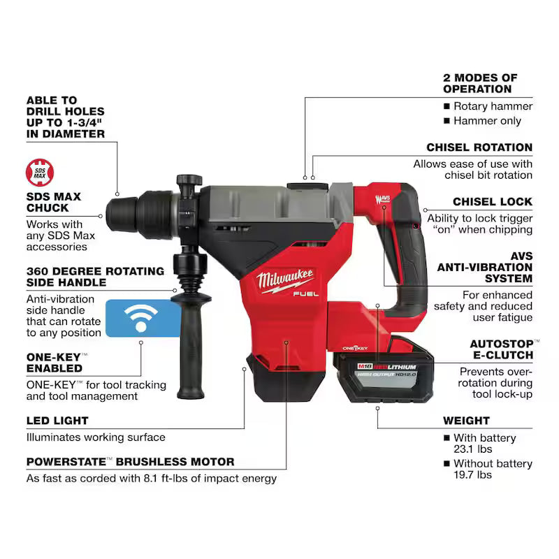 18V Lithium-Ion Brushless Cordless SDS-MAX Rotary Hammer Z15065
