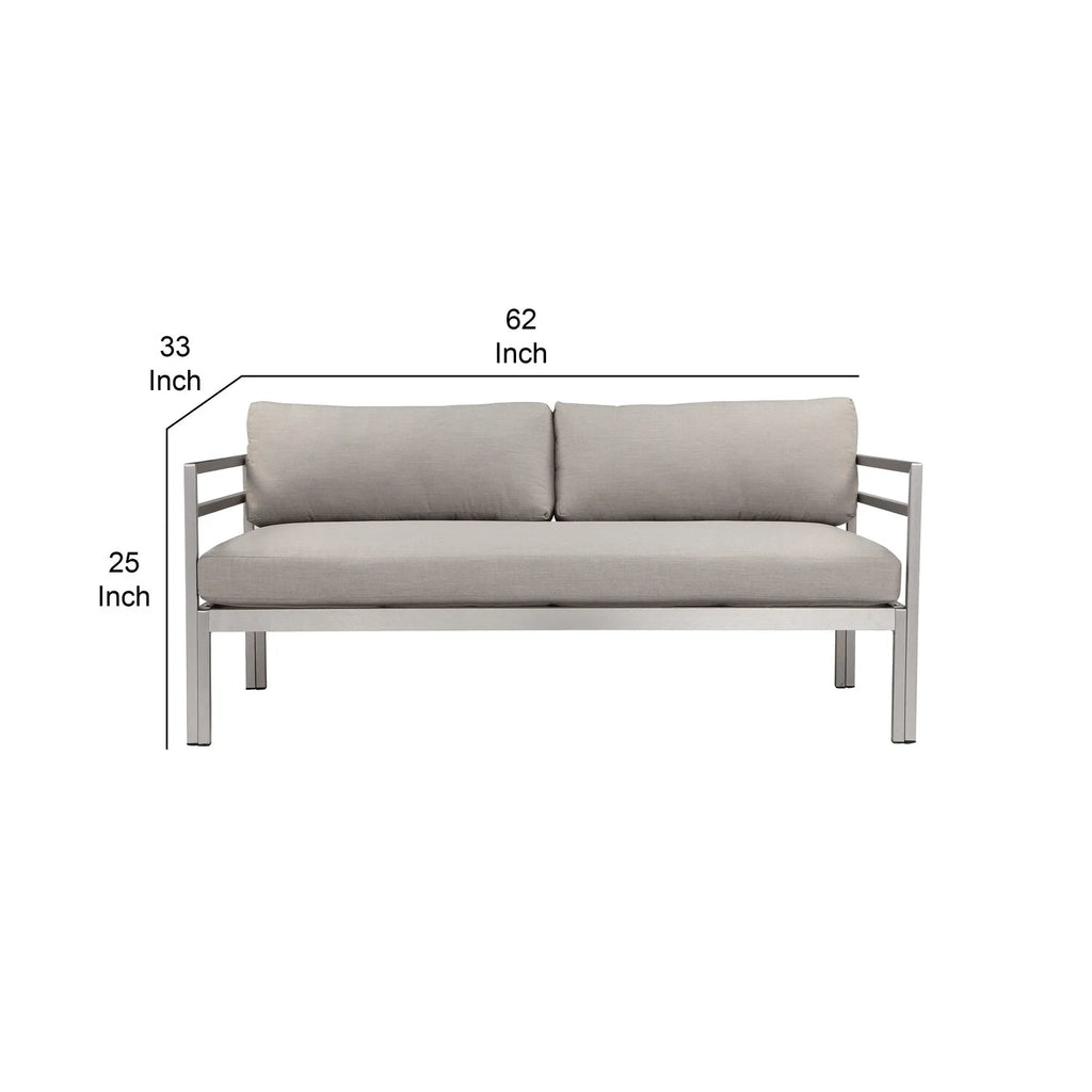 Gray Aluminum Frame Outdoor Sofa with Fabric Cushions L1504