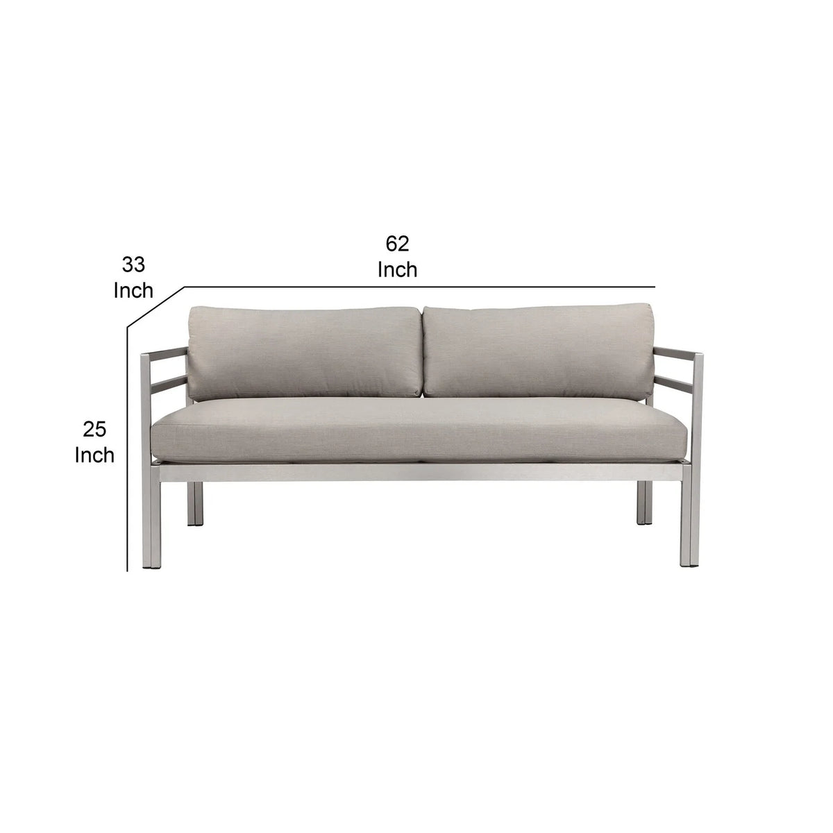 Gray Aluminum Frame Outdoor Sofa with Fabric Cushions L1504