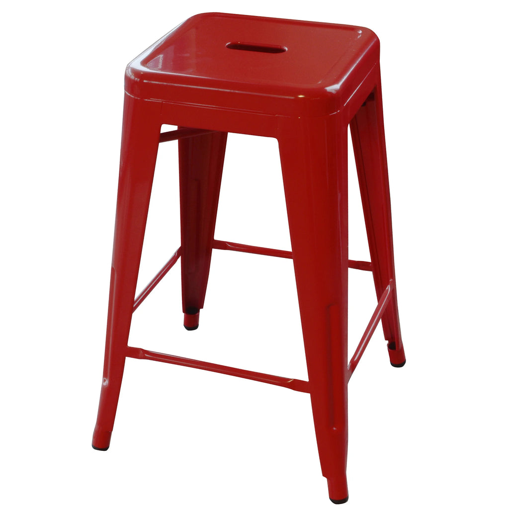 Red 24 Inch Metal Bar Stool 2 Piece T496