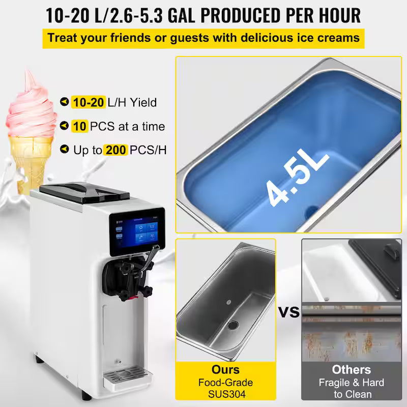 Commercial Soft Serve Ice Cream Maker 1000 Watt Countertop B723170