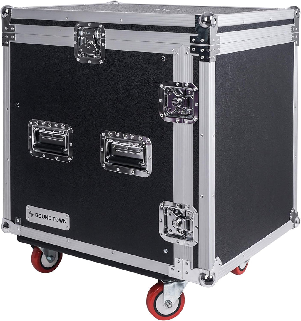 12U PA DJ Rack Case with Slant Mixer Top and Casters P2402