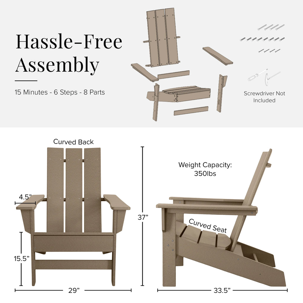 Set of 4 Oversized All-Weather Adirondack Chairs Z4031