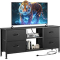 Black 4 Drawer TV Stand with Open Shelves K591885
