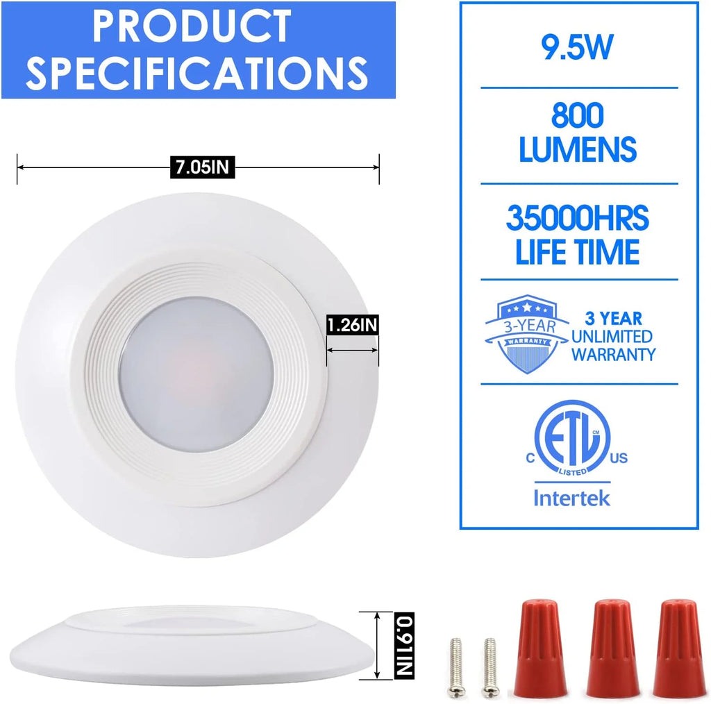 6 in LED Flush Mount Ceiling Light 9.5W Dimmable 2700K 20 Pack C9192