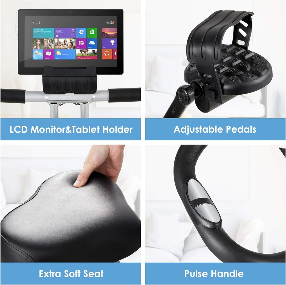 Folding Stationary Exercise Bike with LCD Monitor J6334