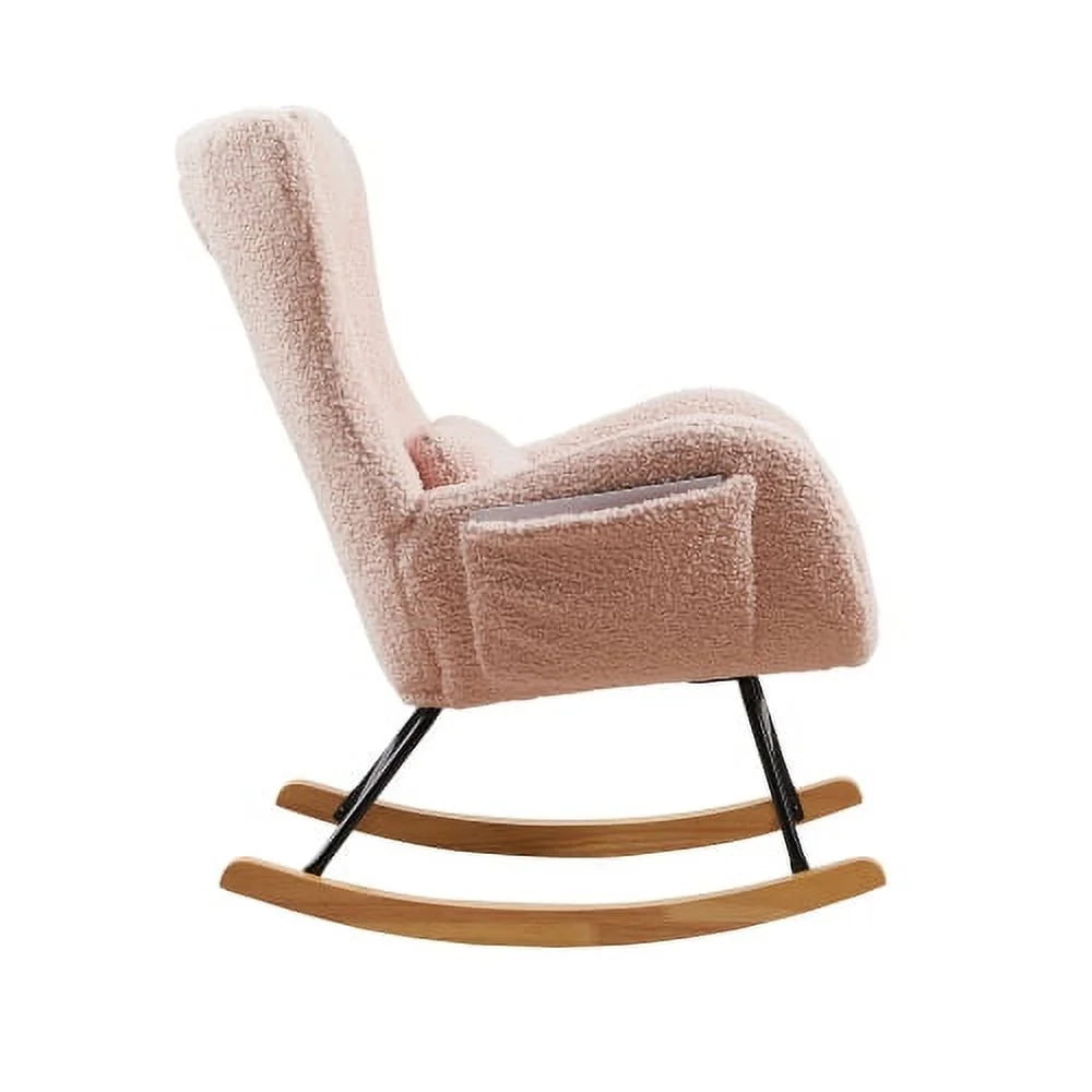 Pink Rocking Chair with High Backrest E3569