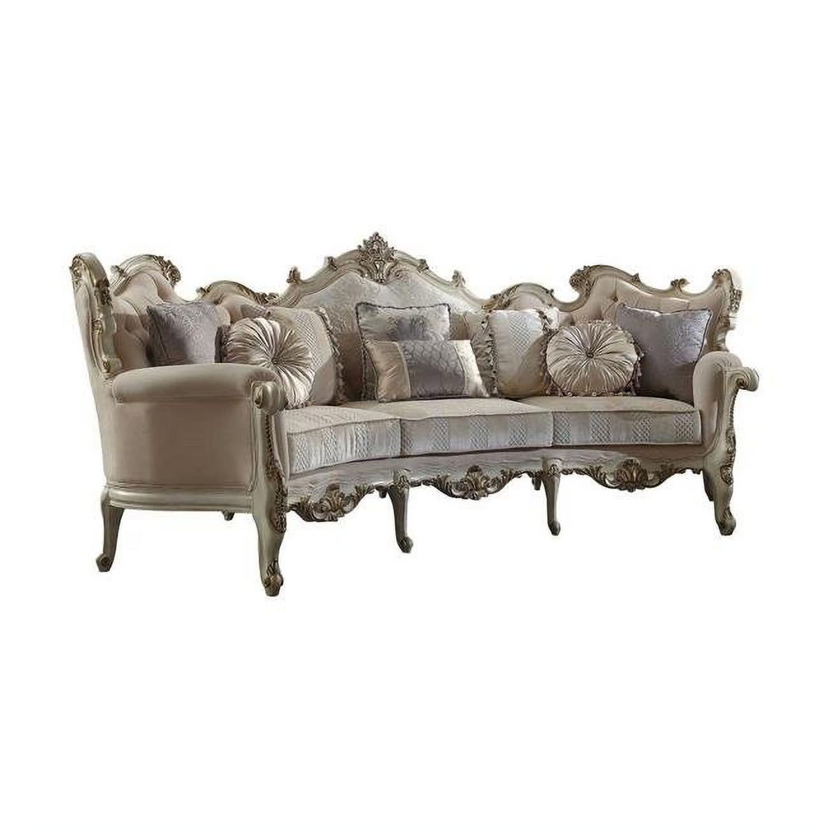 Fabric Antique Pearl Poly Resin Sofa with 8 Pillows S901897