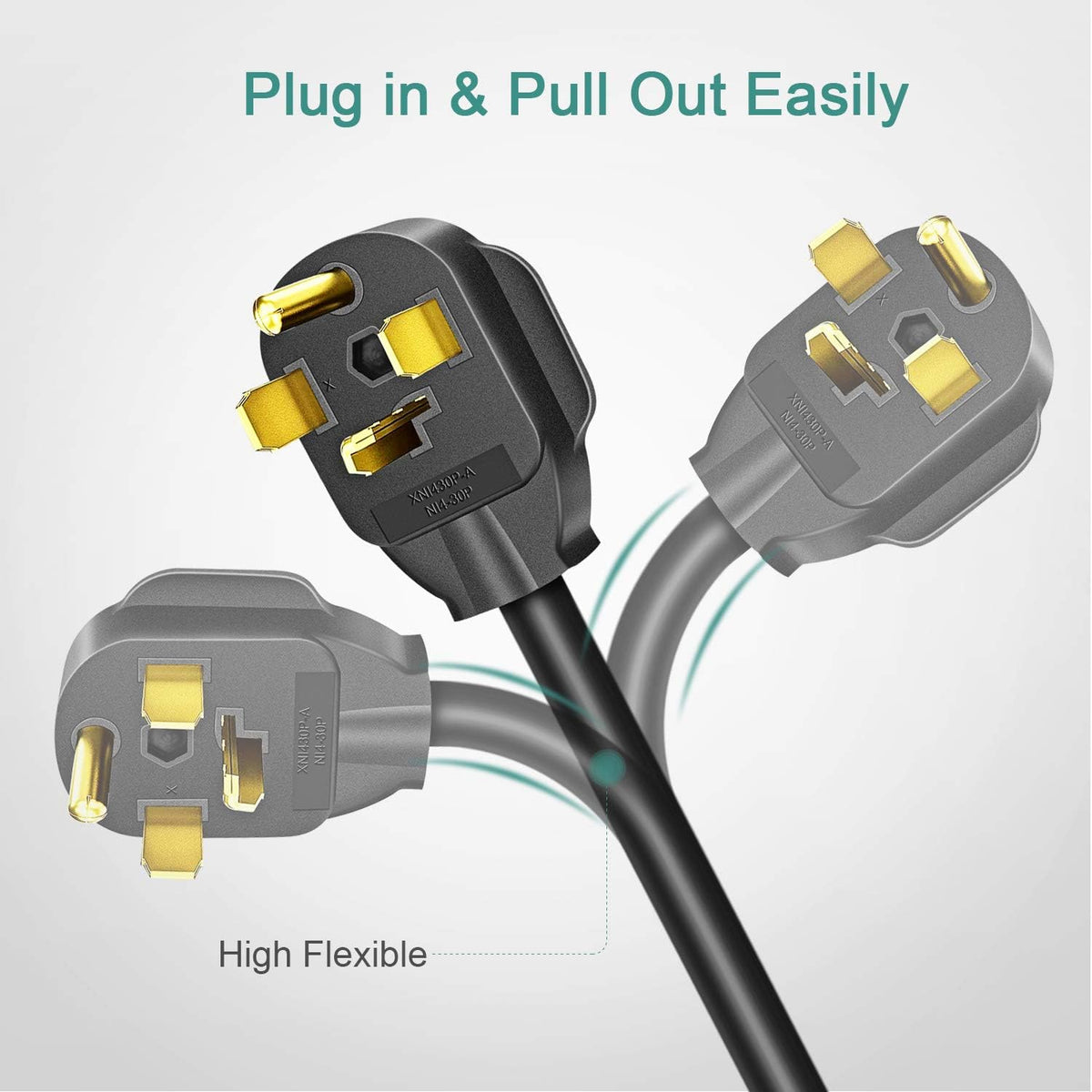 Dryer Extension Cord 4 Prong, 30 Amp, 10 Feet, Pack of 2 C55908