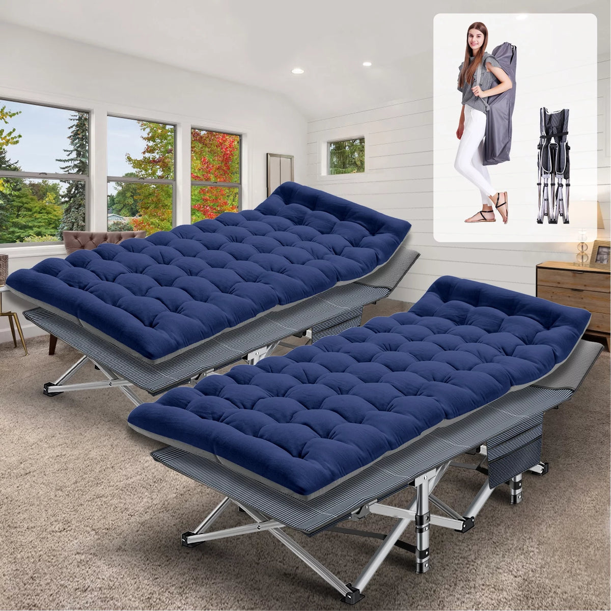Folding Cot with 3.3 Inch Mattress and Carry Bag E156811