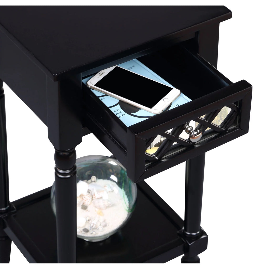 Black 1 Drawer Accent Table with Shelf M179845