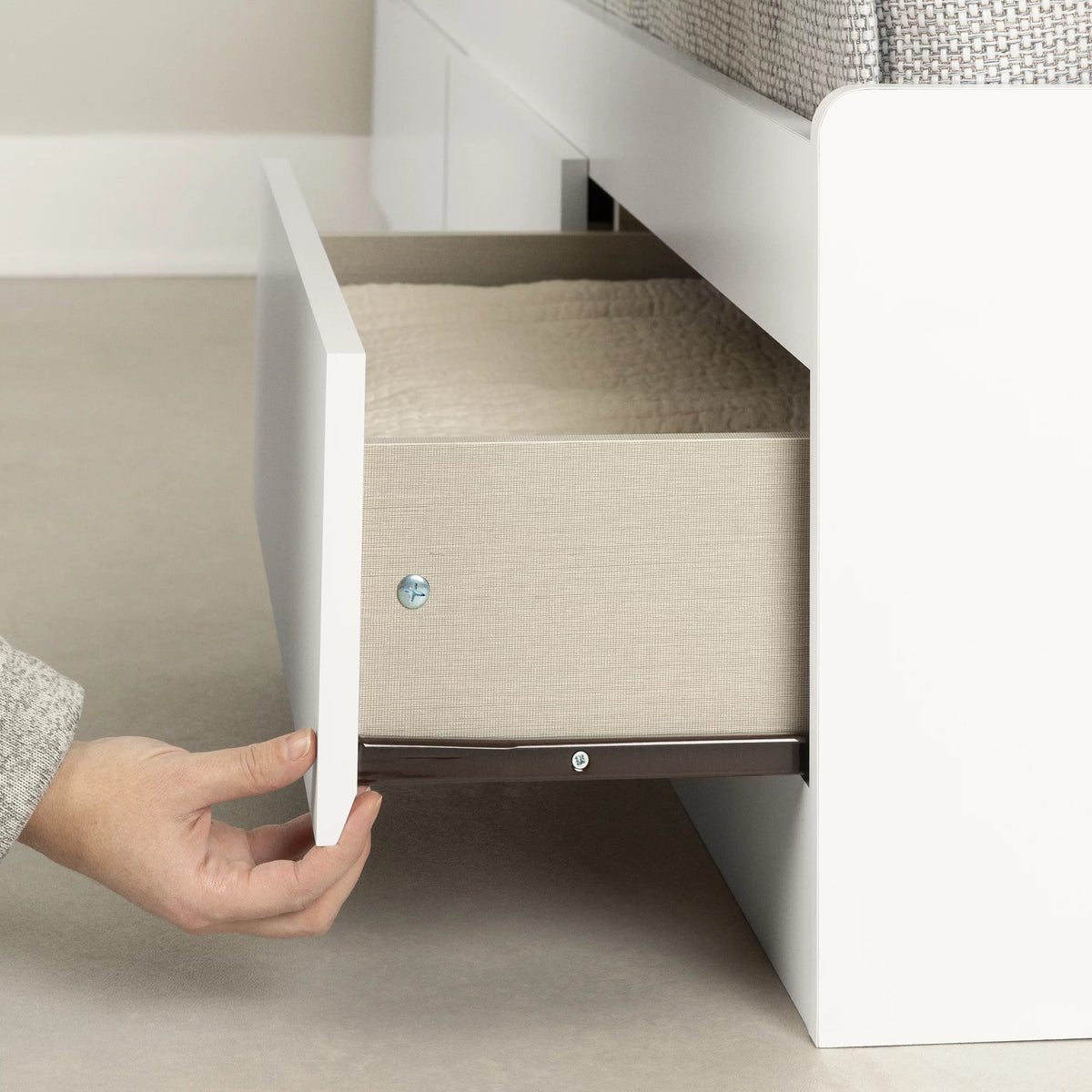 White Twin Metal Storage Bed H92867
