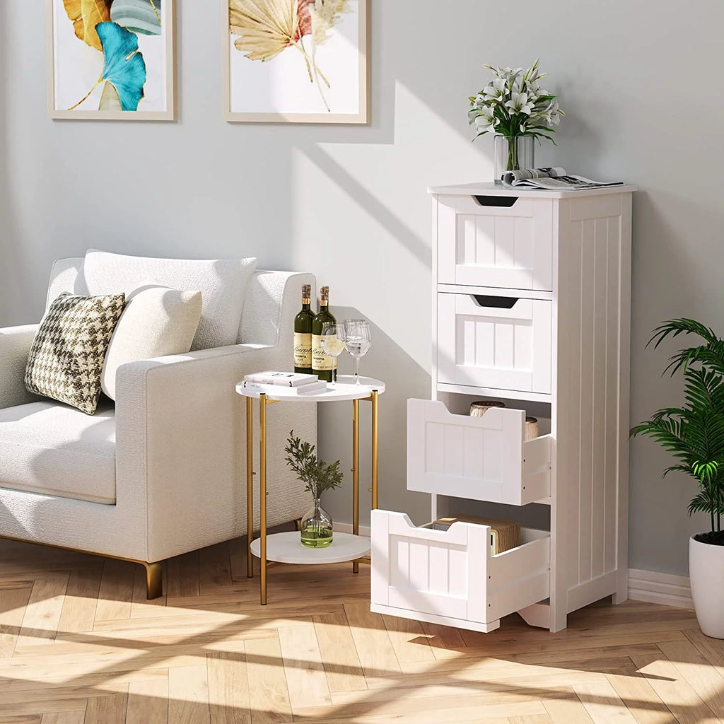 White 4 Drawer Bathroom Floor Cabinet P362072
