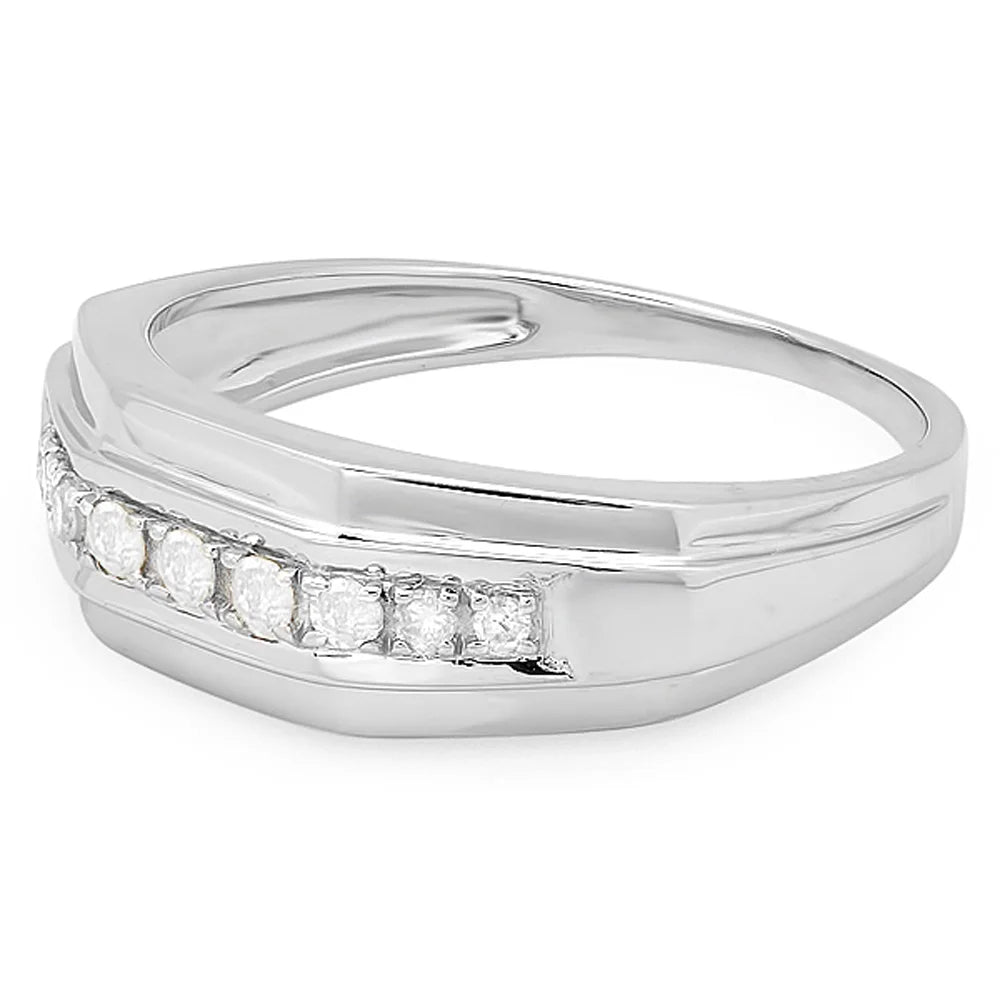 Sterling Silver Mens Diamond Wedding Band, Size 9 P5321