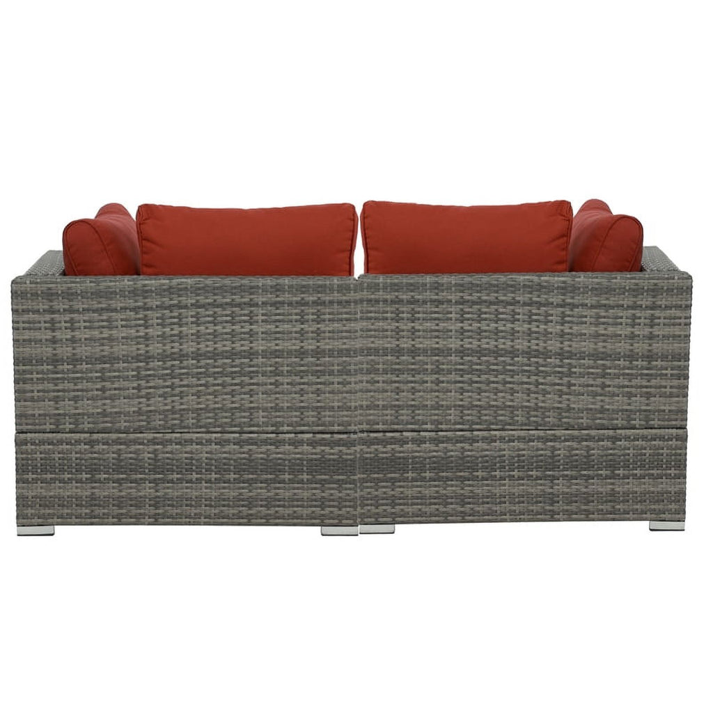 Red Wicker-Fabric Outdoor Loveseat Two Piece M306597