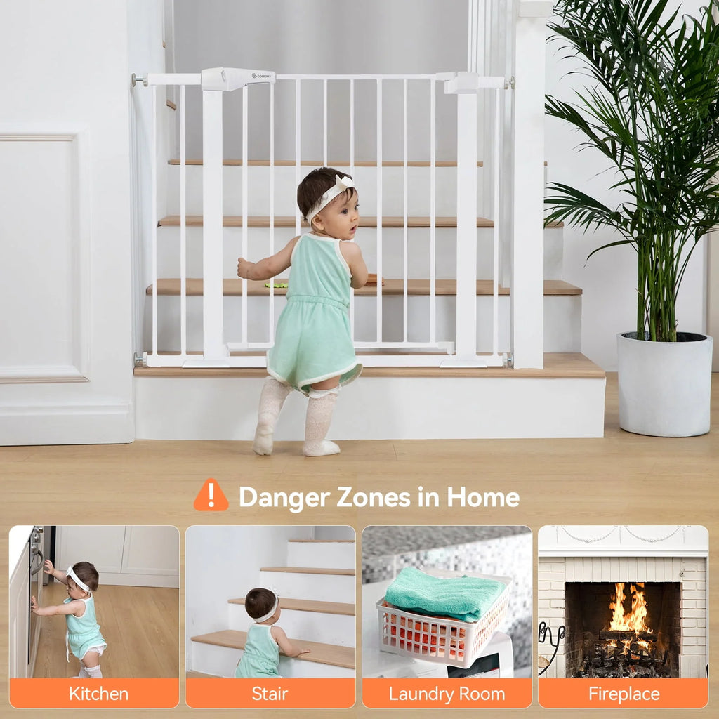Baby Safety Gate, 29.5''- 40.5'' Wide Pressure Mount, Black M988738