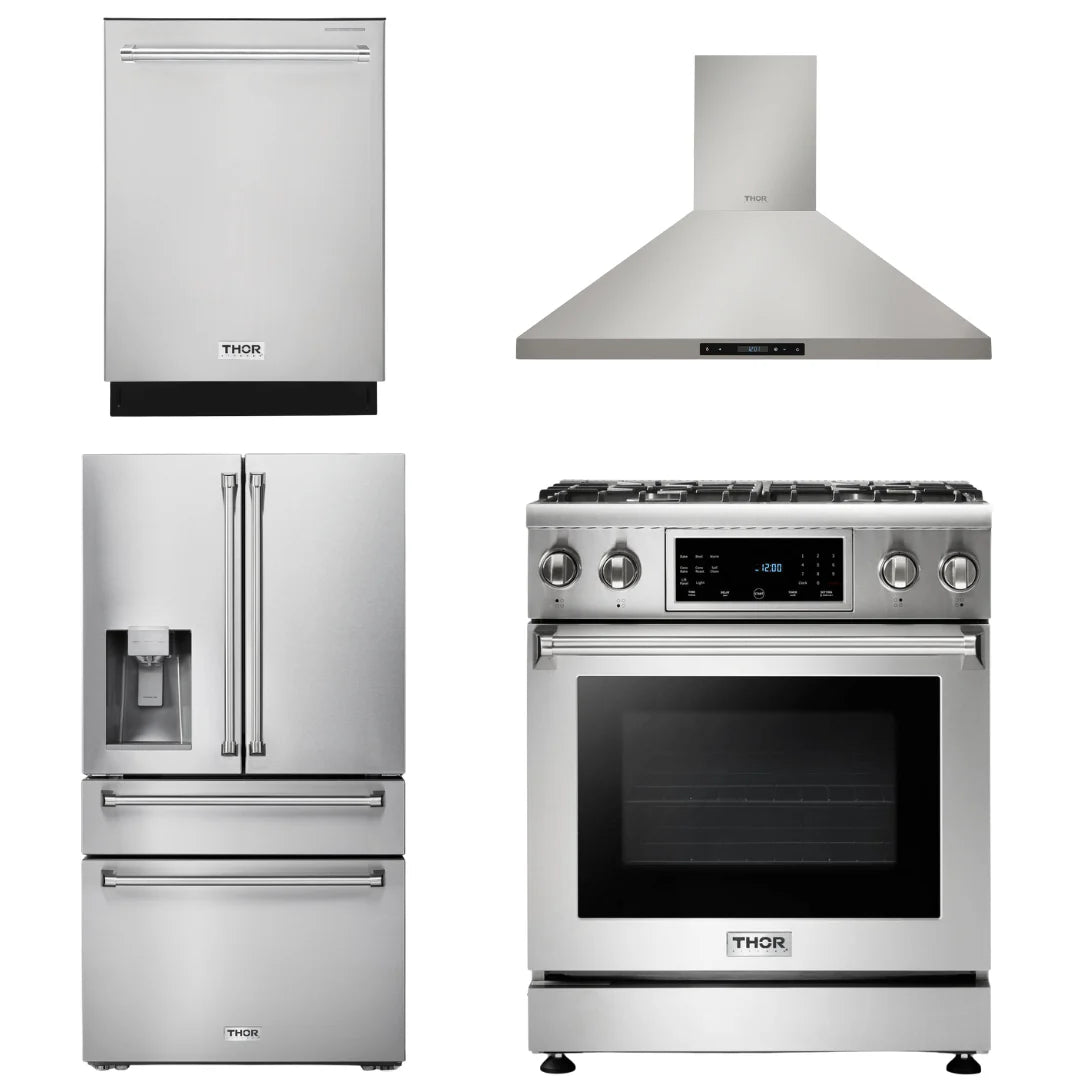 30 In. Propane Gas Range, Range Hood, Refrigerator, Dishwasher W916