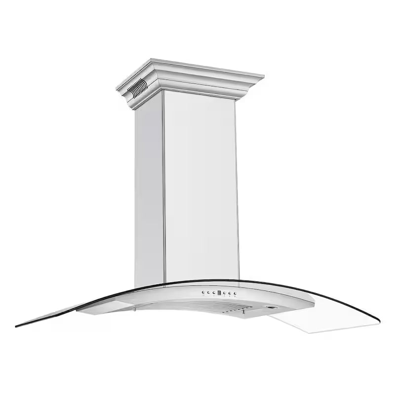 48 in. 400 CFM Ducted Wall Mount Range Hood in Stainless Steel & Glass I446575