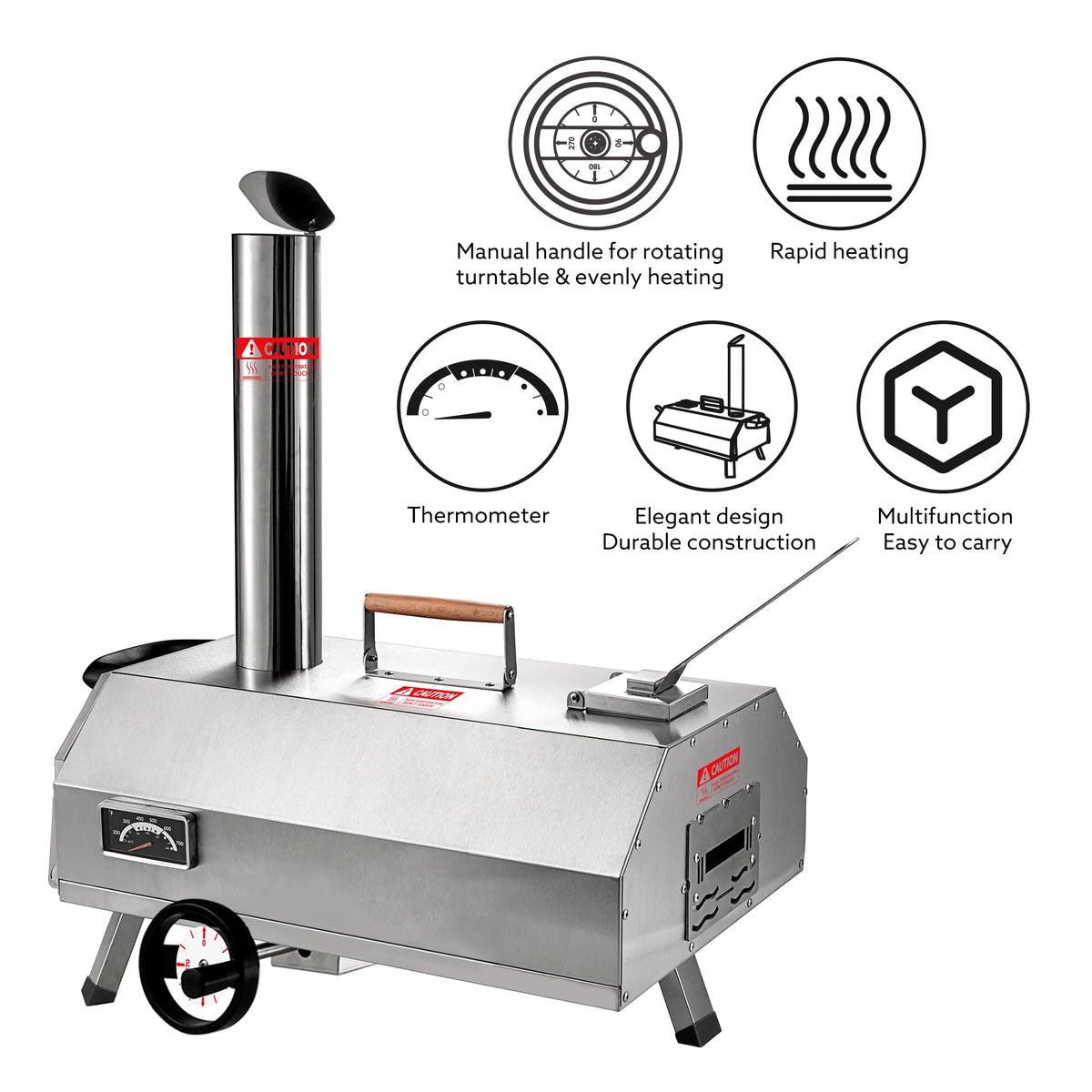 12 Pizza Oven with Thermometer Foldable Legs Y583715