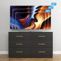 Black 6 Drawer Wood Dresser B6540