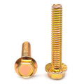 3/8-16 x 5/8 Coarse Thread Grade 5 Hex Flange Screw with Serration Medium Carbon Steel Yellow Zinc Plated Pk 1000 L4346