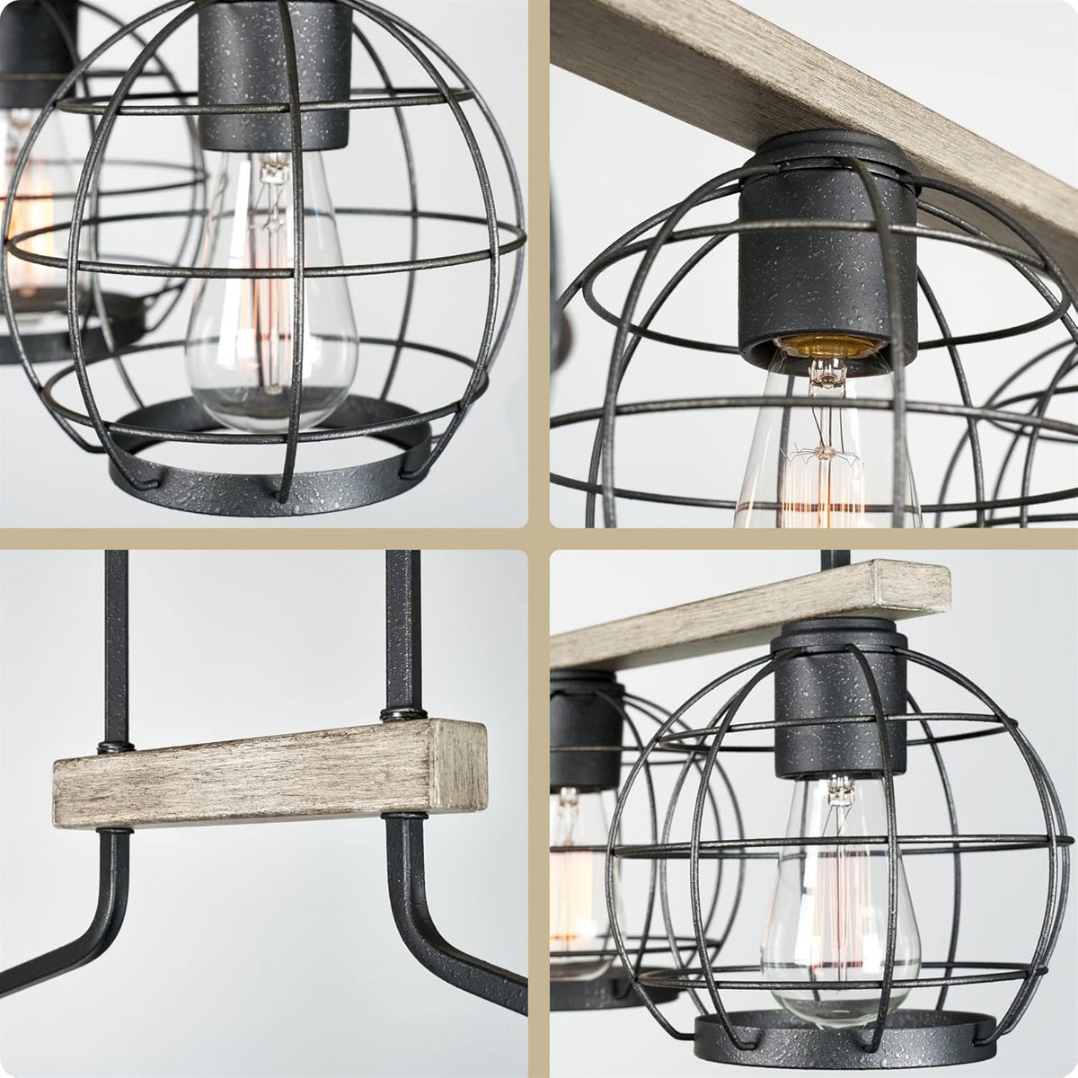 Farmhouse Island Light with Round Cage Shades L80381