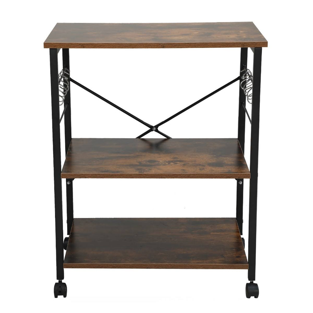 3-Tier Wood Kitchen Cart with Storage Space on Wheels Q800929