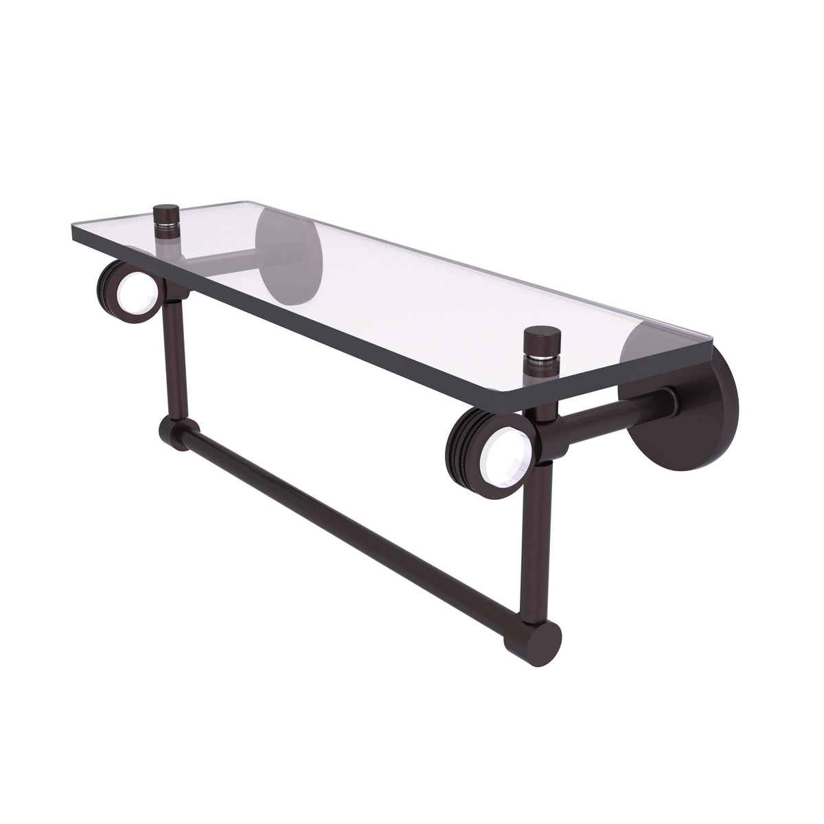 Antique Bronze Glass Shelf with Towel Bar C3715