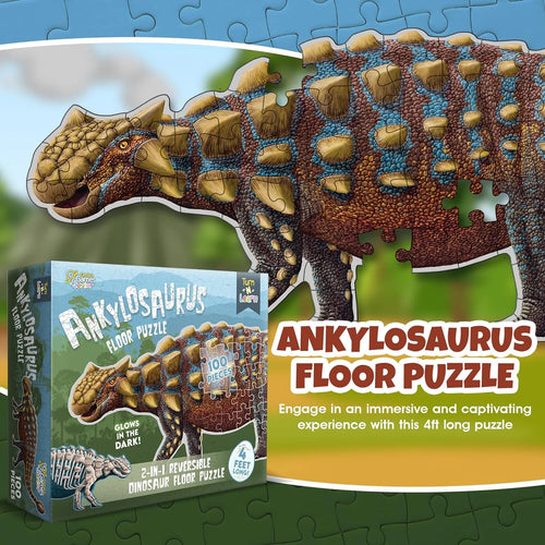 100-Piece Double Sided Glow-in-The-Dark Dinosaur Jigsaw Puzzle P643