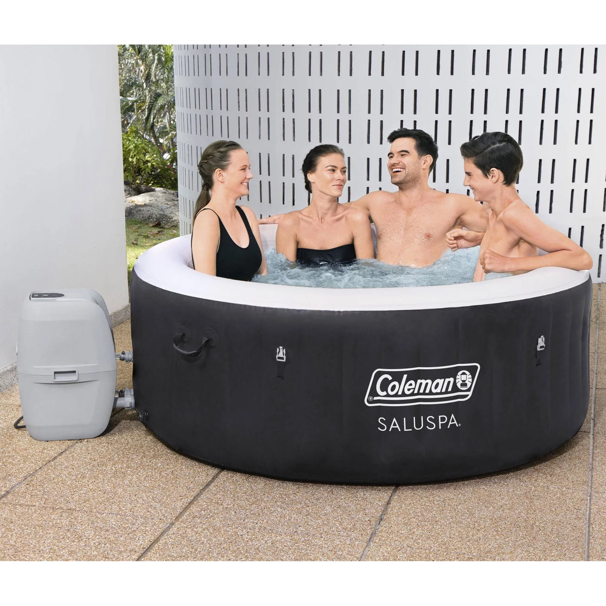 4 Person Inflatable Hot Tub Spa with 12 Filter Cartridges V5736