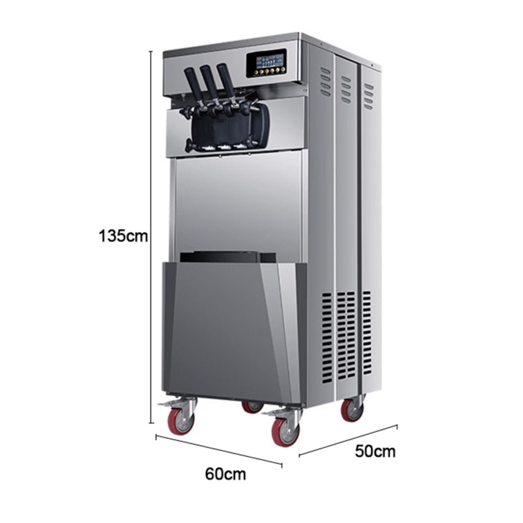 Commercial Three Flavors Ice Cream Maker with Stainless Steel Stand A354