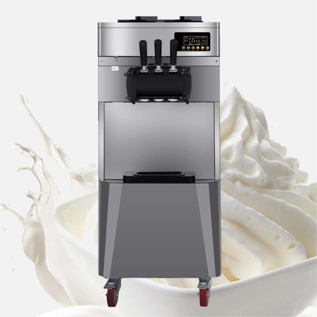 Commercial Three Flavors Ice Cream Maker with Stainless Steel Stand A354