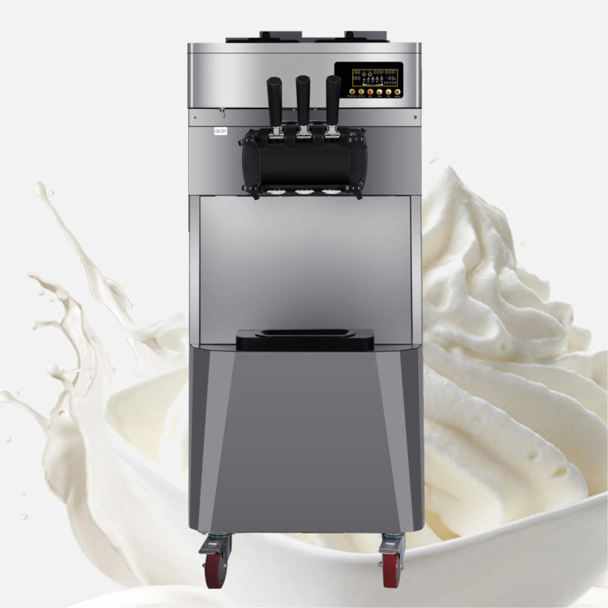 Commercial Three Flavors Ice Cream Maker with Stainless Steel Stand A354