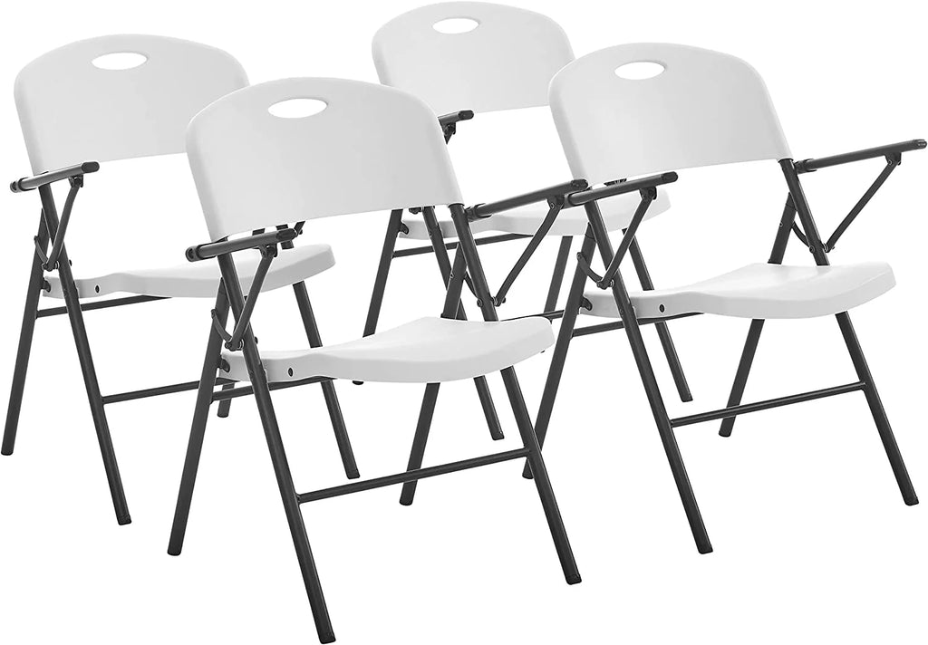 White 4pc Pack Plastic Folding Chair with Armrest U973