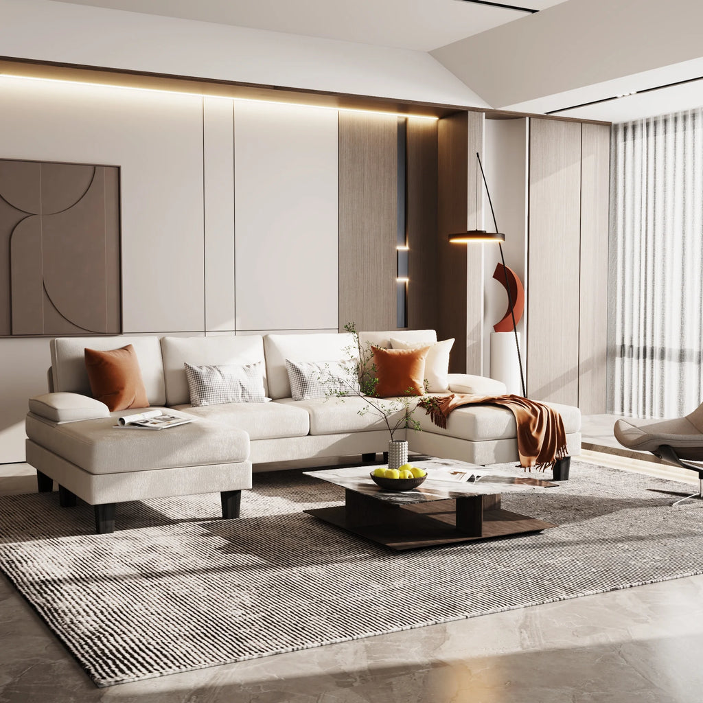 Gray Chenille U-Shape Sectional Sofa O100