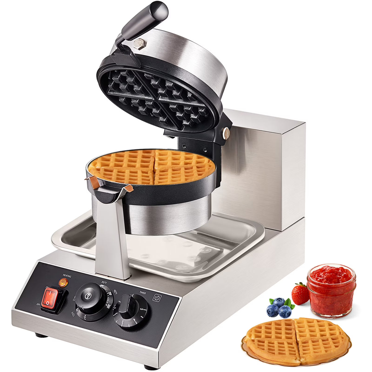 Round Waffle Maker 1300W Non-Stick Waffle Iron S429