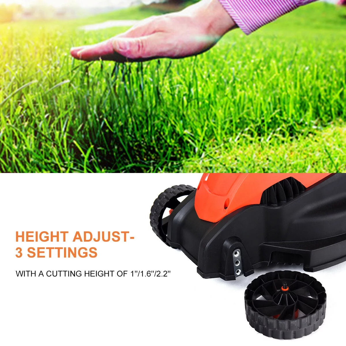 14-Inch Corded Electric Push Lawn Mower with Grass Bag V89294