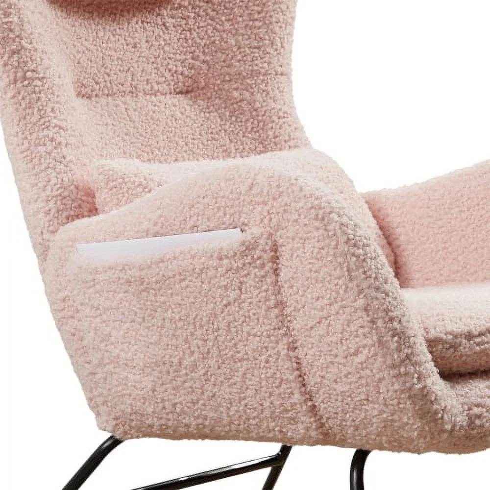 Pink Rocking Chair with High Backrest E3569