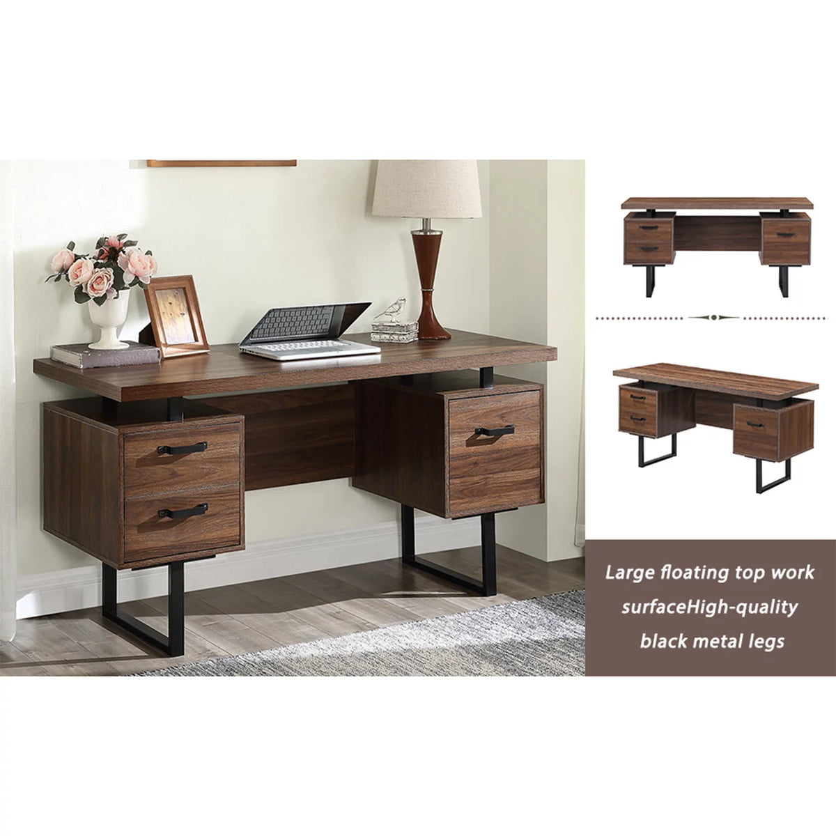Computer Desk with Drawers 59 inch Writing Table U496251