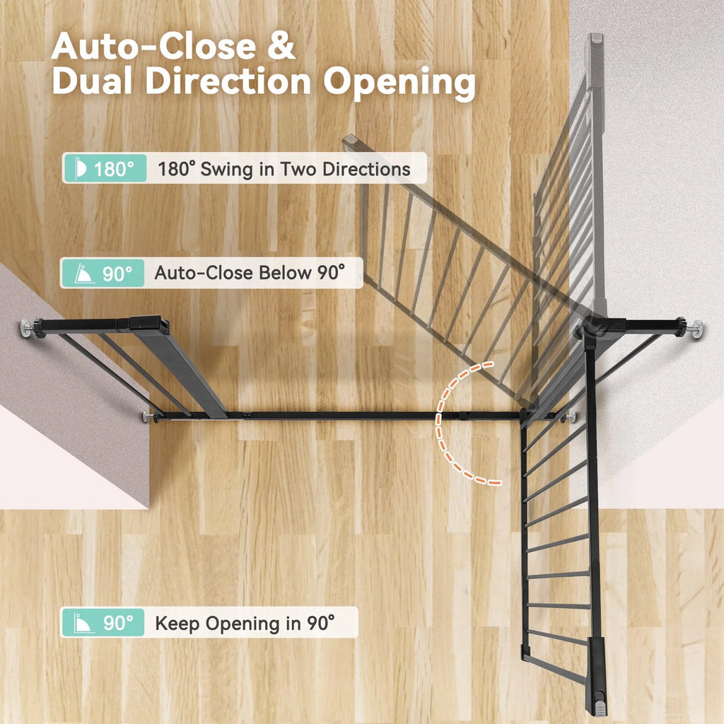 Baby Safety Gate, 29.5''- 40.5'' Wide Pressure Mount, Black M988738