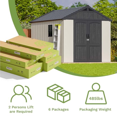 6x4 FT Plastic Outdoor Storage Shed Light Grey K87720