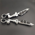 Chrome Angled Mounting Kit with Stiletto Shape Foot Peg Footrest For 1.25 inch Front Engine Guard Frame Tube U196