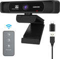 4K Webcam with Remote Control, Auto-Focus 120° Wide Angle, Dual Noise Reduction Mics X80904