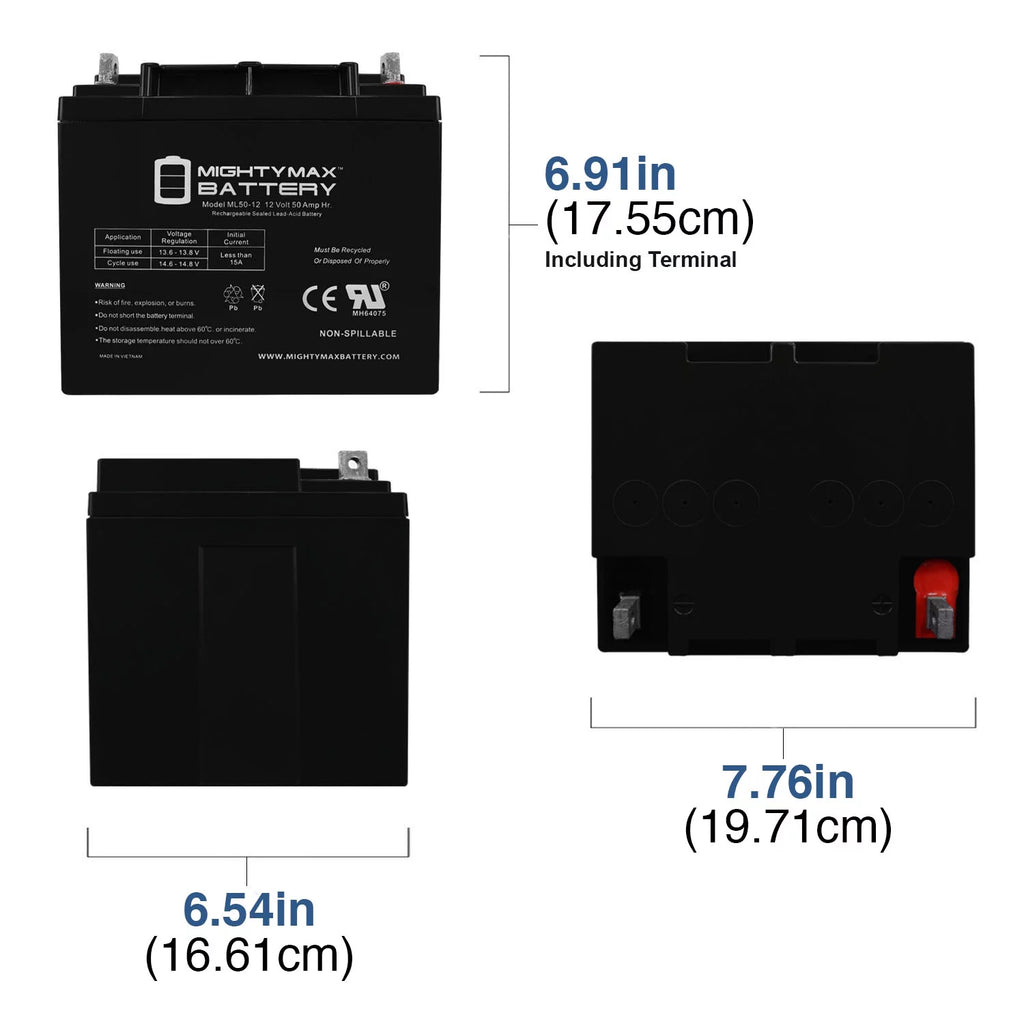 12V 50AH Replacement Battery E37610