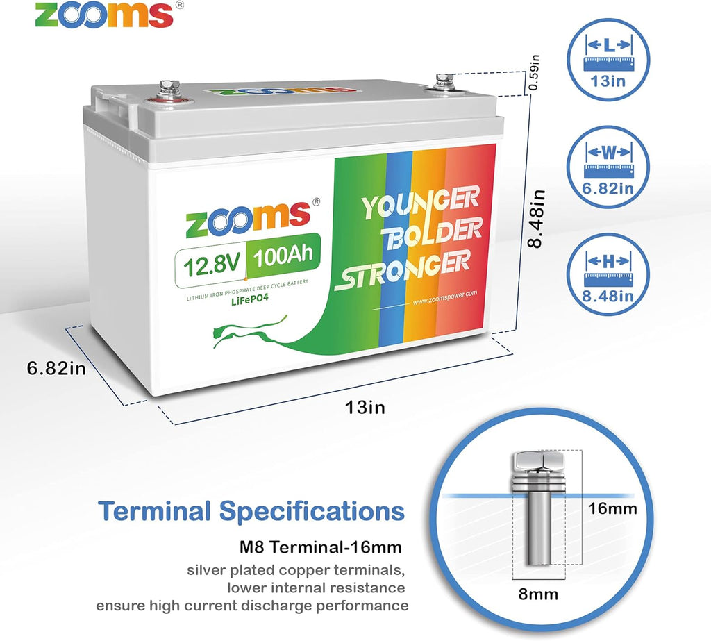 12V 200Ah LiFePO4 Battery Lithium Iron Phosphate Deep Cycle Rechargeable Battery with Built-in 100A BMS O75612