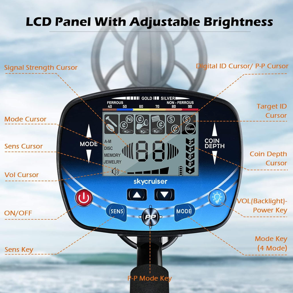 Waterproof Metal Detector with 10" IP68 Search Coil and Headphone B41716