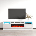 63" High Gloss Fireplace TV Stand with Storage Cabinets and LED Lights E3110
