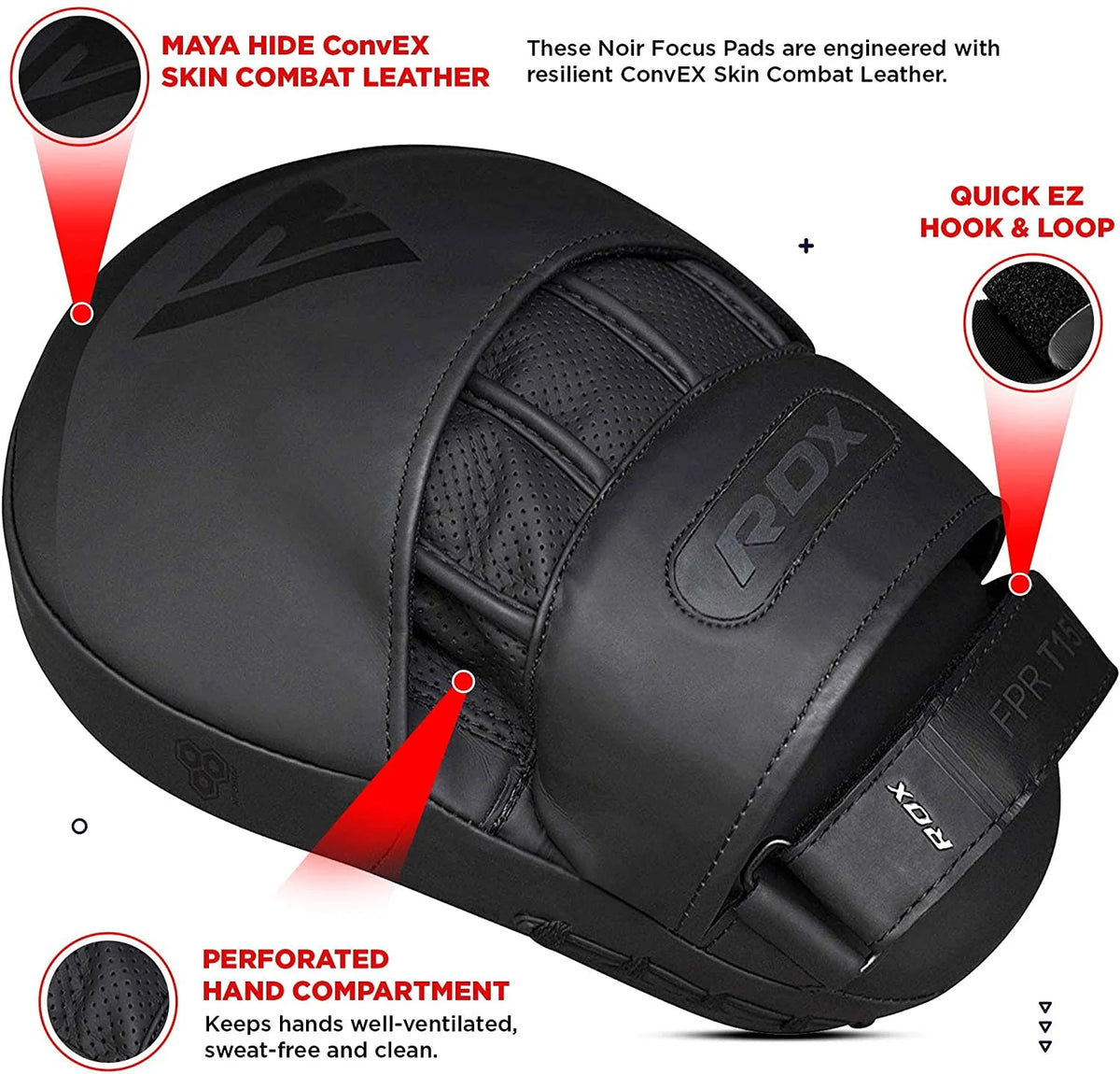 Black Leather Boxing Focus Mitts D814000