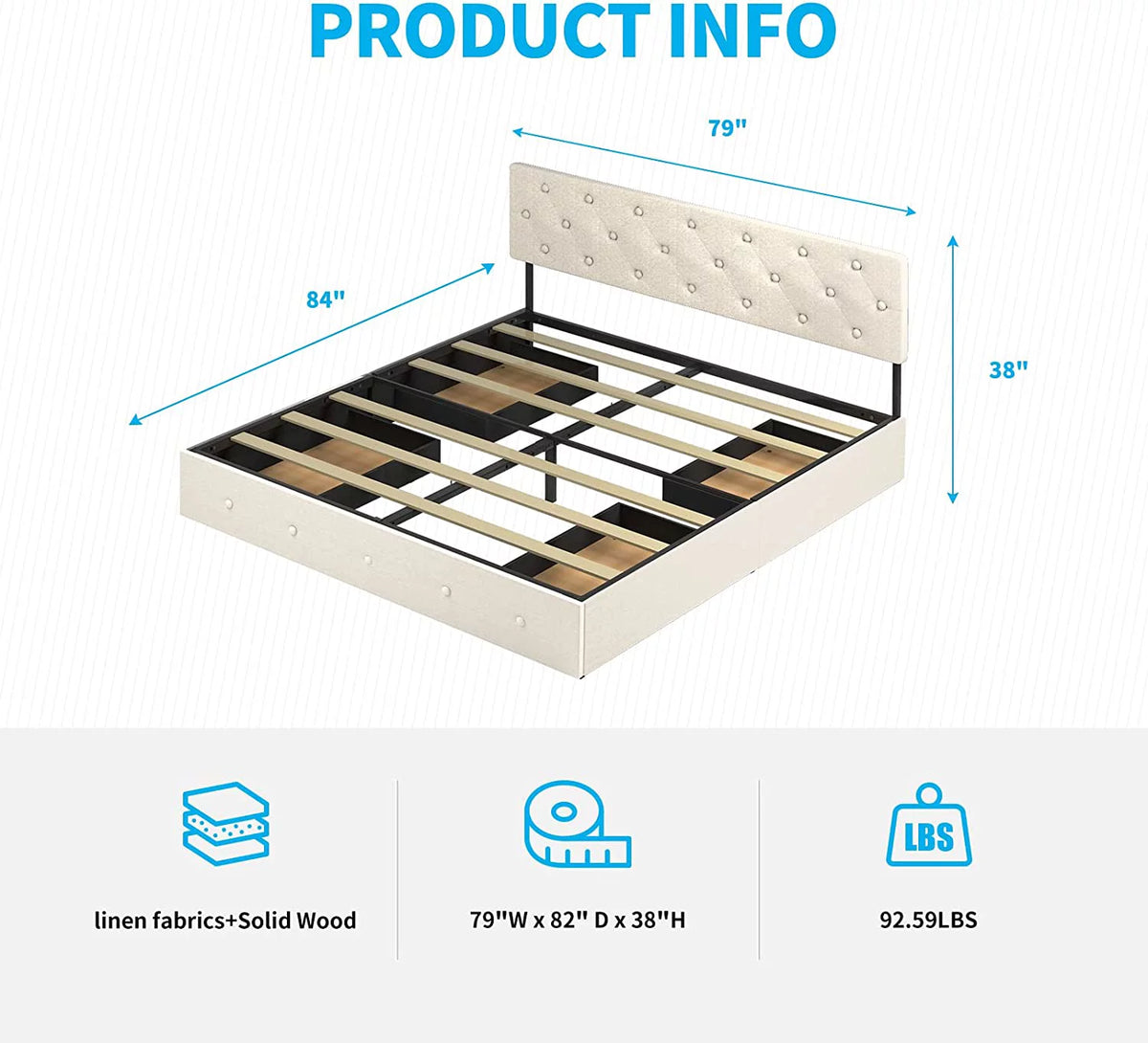 King Size Platform Bed Frame with 4 Storage Drawers G9718