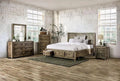 Ash Brown Solid Wood King Bedroom Set 6pcs V1287